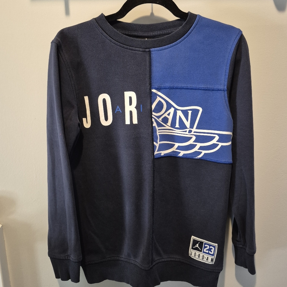 Boys Jordan Two-Tone Navy and Blue Sweatshirt
